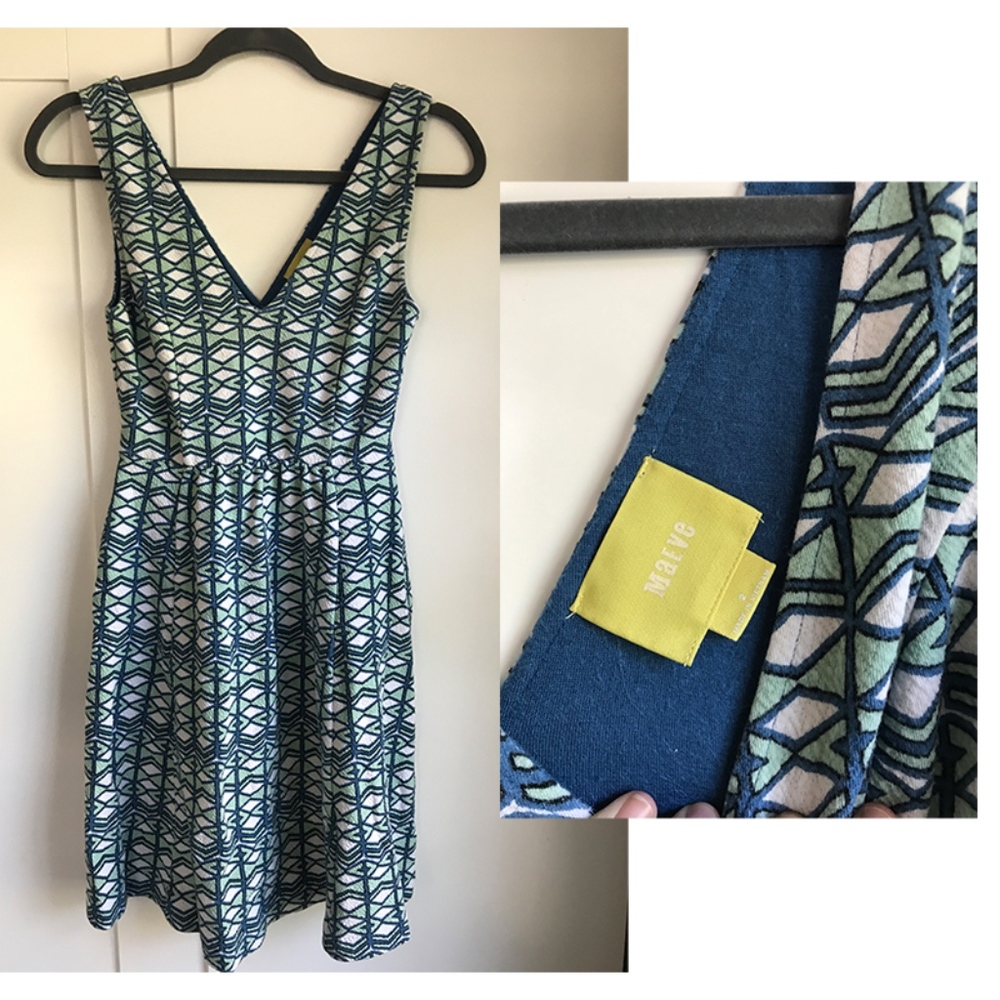 Anthropologie Maeve Mint & Blue Dress
